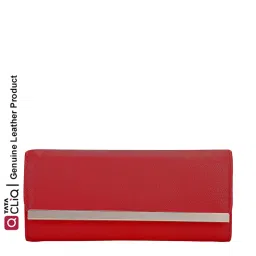 Lino Perros Red Solid Tri-Fold Wallet for Women image 1