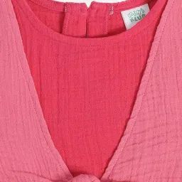 MINIKLUB Girls Pink Cotton Solid Full Sleeves Top image 3