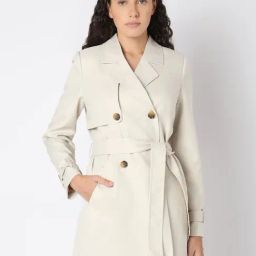 Vero Moda Beige Polyester Relaxed Fit Coat-picture-4