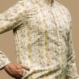 here&now x sanwara Sanwara Geometric Embroidered Sequinned Cotton Straight Kurta image 2