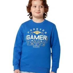 Proteens Kids Royal Blue Printed Full Sleeves Sweatshirt image 1