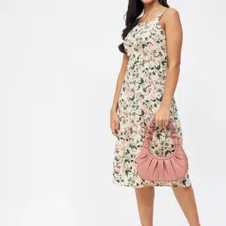 Kibo Beige Crepe Print Midi Dress-picture-10