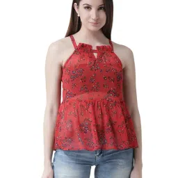 KASSUALLY Red Floral Print Peplum Top-picture-28