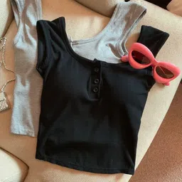 miss mosa by akanksha Alamode By Akanksha Women Black Maria Tank Tops With Inbuilt Bra-picture-24