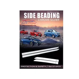 Auto Pearl OE Type Car Side Beading Chrome Silver Finish Compatible For Maruti Suzuki Wagon R Old, SideBeading_Chrome_WagonROld image 2