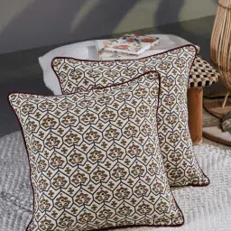 fabindia home Fabindia 'Trushita' Multicolor Cotton Cushion Cover - Set of 1 image 1