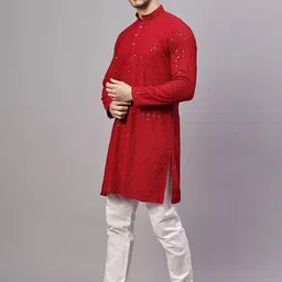 UNLIMITED Men Embellished Mirror Work Kurta image 2