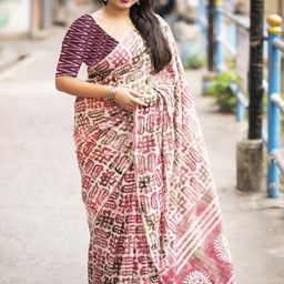 Suha Orange Pure Cotton Printed Block Print Sarees-picture-10