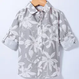 JASH KIDS Cotton Knit Full Sleeves Shirt with Floral Print - Grey-image-21