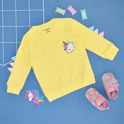 Pantaloons Baby Cotton Full Sleeves Unicorn Printed Sweatshirt - Yellow-picture-20