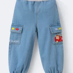 Mark & Mia Full Length Washed Jeans with Polka Dots Print & Bunny Embroidery - Blue-picture-24