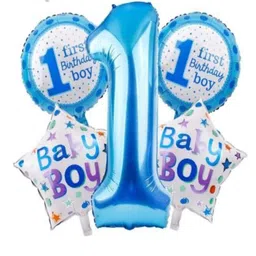 Bubble Trouble Baby Boy blue themed Foil balloons Pack of 5-image-75