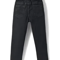 kookie kids india Kookie Kids Woven Full Length Solid Denim Jeans - Black image 2