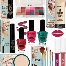 FOPE Set Of 15 Foundation Compact Mascara Lipstick Nail Polish & Brush Set-picture-25