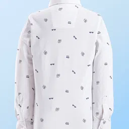 Babyhug Full Sleeves Party Suit with Bow Printed - Navy Blue image 3