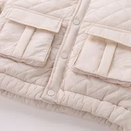 Kookie Kids Full Sleeves Padded Winter Jacket Textured - White image 4