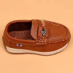 Cute Walk by Babyhug Slip On Solid Loafers - Tan image 4