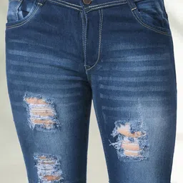 LINARIA Men Classic Mid-Rise Slim Fit Highly Distressed Light Fade Jeans image 2