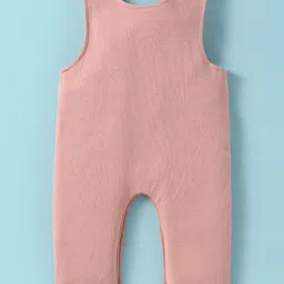 ToffyHouse Interlock Knit Dungaree Style Romper & Full Sleeves T-Shirt With Bear Print & Embroidery - Pink image 5