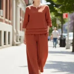 VAAZI CREATOR Cotton Round Neck Top With Trousers Co-Ords image 3