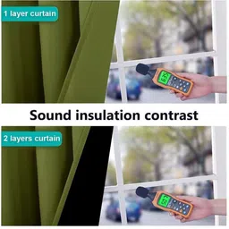 BFAM Green Set of 2 Black Out Door Curtain image 3