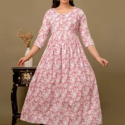 MURLI KURTI Floral Printed Cotton Maternity A-Line Ethnic Dresses-image-28