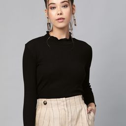 SASSAFRAS Black High Neck Cropped Top-picture-37