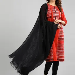 Aurelia Black Cotton Chequered Dupatta image 3
