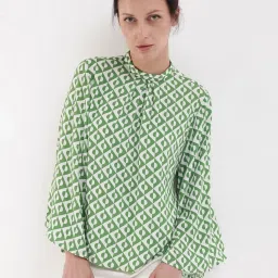 RAREISM Green Cotton Blend Printed Long Sleeves Top image 1