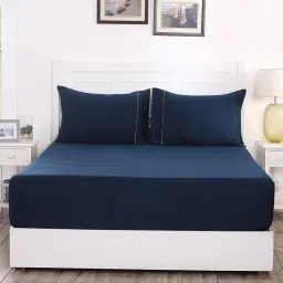 Maspar Blue 300 TC Cotton Single Bed Sheet with 1 Pillow Cover image 2