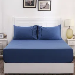 Maspar Blue 300 TC Cotton Single Bed Sheet with 1 Pillow Cover image 2