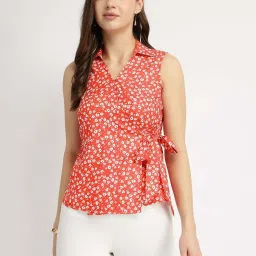 Fablestreet Red Floral Wrap Top image 1