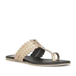 Bata Women's METALLIC TR E Gold Toe Ring Sandals image 1