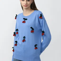 Forever 21 Blue Embroidered Sweater image 1