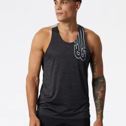 New Balance Black Comfort Fit Logo Print Tank T-Shirt image 1