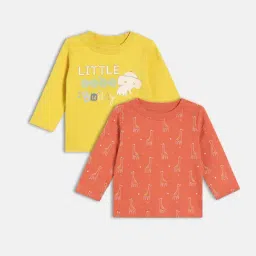 Miniklub Boys Rust & Yellow Regular Fit Knitted T-Shirt - Pack of 2-image-5