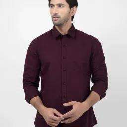 Numero Uno Dark Purple Slim Fit Solid Shirt image 1