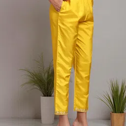 BANJANAN Women Ethnic Motifs Embroidered Regular Sequinned Kurta with Trousers image 5