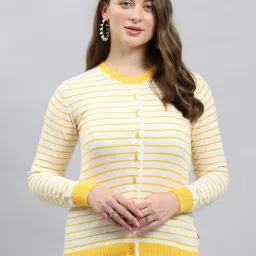 Monte Carlo Yellow Wool Blend Self Design Long Sleeves Cardigan image 1