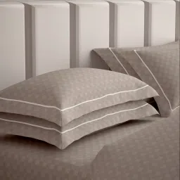 Mulberry Living Cotton Urban Grid Brown 300 TC Set of 2 Pillow Covers image 1