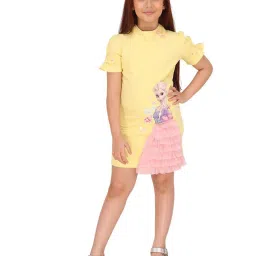 Cutecumber Girls Yellow Applique Regular Fit Dress image 1