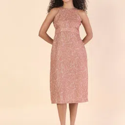 Powersutra Brown Polyester Printed Sleeveless Midi Dress image 1