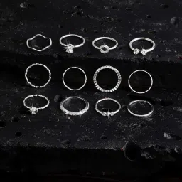 Accessorize London Women's Silver Crystal Ring Pack Of 12 image 1