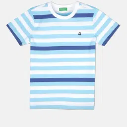 United Colors of Benetton Boys Blue & White Cotton Striped T-Shirt-picture-10