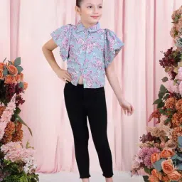 poplins Kids Blue & Pink Cotton Floral Print Top-picture-26