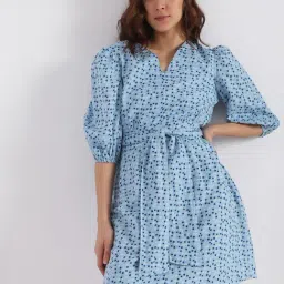 Vero Moda Blue Printed Wrap Dress-image-14