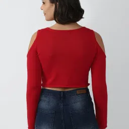 Forever 21 Red Cotton Crop Top image 2