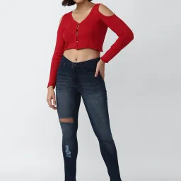 Forever 21 Red Cotton Crop Top image 4