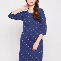Clovia Blue Printed Night Dress-picture-27