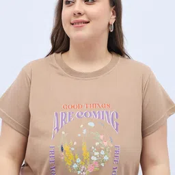 DressBerry Curve Women Plus Size Typography Printed Round Neck T-shirt image 3